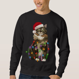 Sweatshirt Maine Coon Chat Noël Lumières Noël Amoureux des ch
