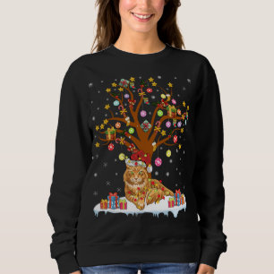 Sweatshirt Maine Coon Chat Xmas Éclairage Père Noël Maine Coo