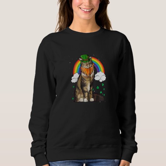 Sweatshirt Maine Coon Jour de la Saint Patrick Leprechaun (Devant)