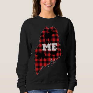 Sweatshirt Maine ME État Rouge Plaid Remplissage Moose Chasse
