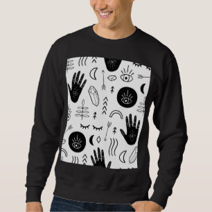 Sweatshirt Mains magiques, lune, motif ethnique.