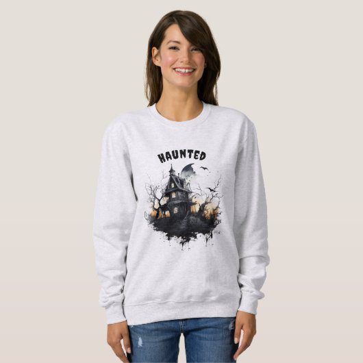 Sweatshirt Maison hantée d'Halloween (Devant entier)