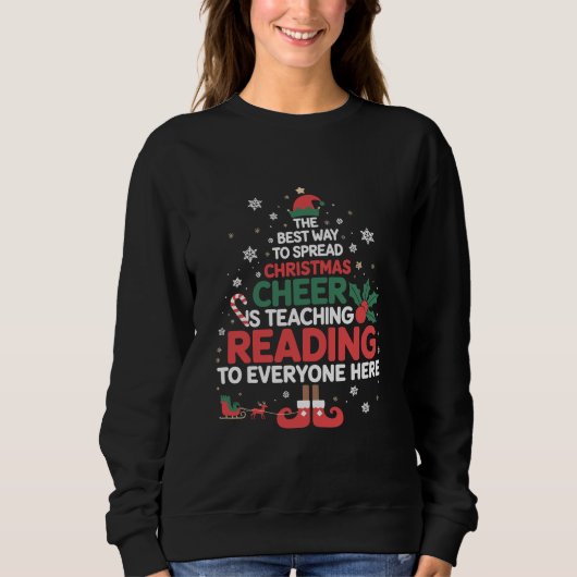 Sweatshirt Maître de lecture Noël Elf Xmas Cheer (Devant)