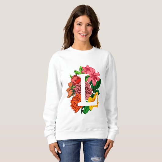 Sweatshirt Majuscule L monogramme floral (Devant entier)