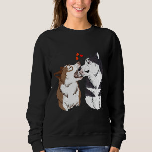 Sweatshirt Malamute Husky Jouant À La Saint-Valentin