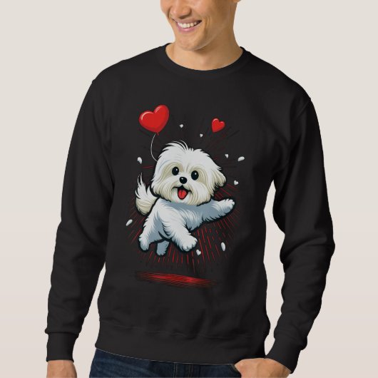 Sweatshirt Maltese dog Love Heart for Valentines Day Maltese  (Devant)