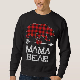 Sweatshirt Mama Bear Pajama de Noël Rouge Plaid Buffalo Famil