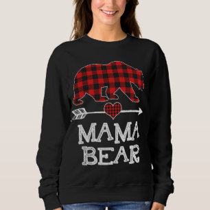 Sweatshirt Mama Bear Pajama de Noël Rouge Plaid Buffalo Famil