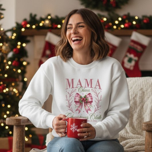 Sweatshirt Mama Claus Christmas Club Pink Coquette Bow