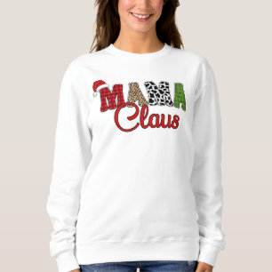 Sweatshirt Mama Claus Christmas Plaid Text Design-50096