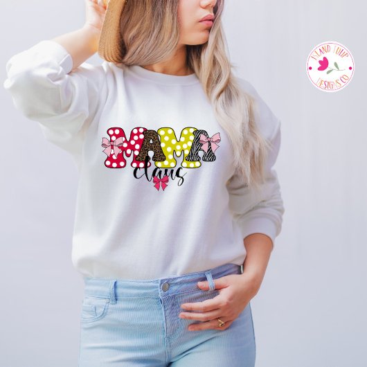 Sweatshirt Mama Claus Cute Motif Bow Noël
