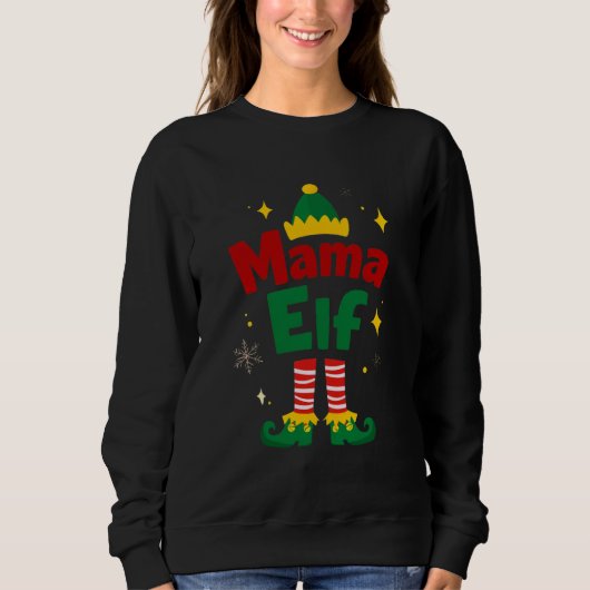 Sweatshirt Mama Elf Matching Family Christmas Design (Devant)