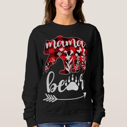 Sweatshirt Mama Ours Noël Pyjama Buffalo Red Plaid Mama (Devant)