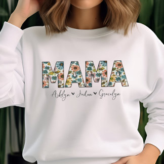 Sweatshirt Mama personnalisée Rétro W/ Noms des enfants Fête 