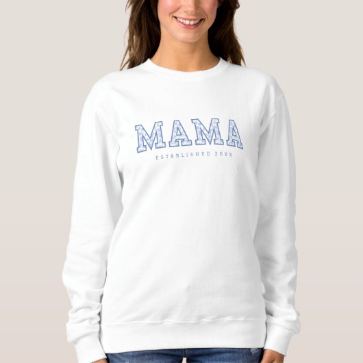 Sweatshirt Mama Sweater, Blue Toile Pattern Floral (Devant)