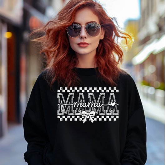 Sweatshirt MAMA with Checks and a Bow