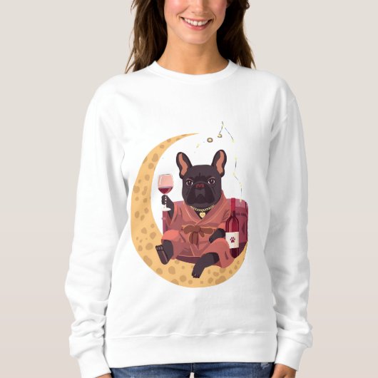 Sweatshirt Maman Bouledogue Français Soirée Vin (Devant)