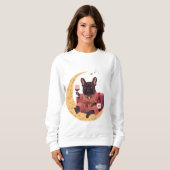 Sweatshirt Maman Bouledogue Français Soirée Vin (Devant entier)