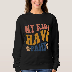 Sweatshirt Maman Chat Maman Groovy Lettre Mes enfants ont de