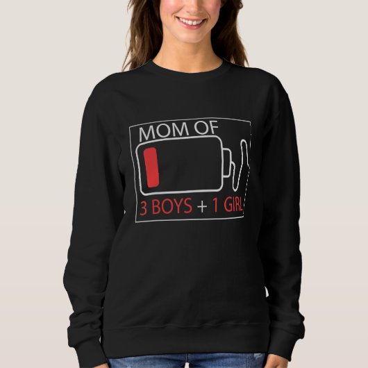 Sweatshirt Maman De 3 Garçons 1 Fille Mère Avec Fils Fille Fa (Devant)