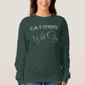 Sweatshirt Maman de chat à script blanc personnalisé pour amo (Devant)