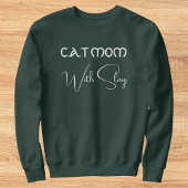 Sweatshirt Maman de chat à script blanc personnalisé pour amo
