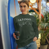 Sweatshirt Maman de chat à script blanc personnalisé pour amo