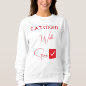 Sweatshirt Maman de chat drôle script rouge personnalisé pour (Devant)