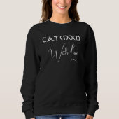 Sweatshirt Maman de chat noir écriture blanche personnalisée (Devant)