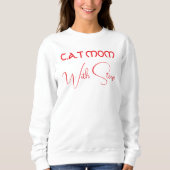 Sweatshirt Maman de chat personnalisée écriture rouge drôle a (Devant)