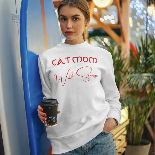Sweatshirt Maman de chat personnalisée écriture rouge drôle a