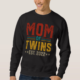 Sweatshirt Maman De Twins 2022 Retro Vintage Twin Baby Annonc