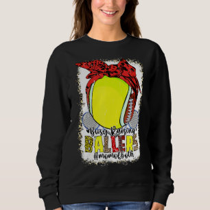Sweatshirt Maman Des Deux Tennis De Football Busy Raising Bal