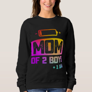 Sweatshirt Maman drôle de 2 garçons 1 fille Batterie basse