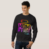 Sweatshirt Maman drôle de 2 garçons 1 fille Batterie basse (Devant entier)
