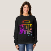 Sweatshirt Maman drôle de 2 garçons 1 fille Batterie basse (Devant entier)