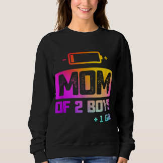 Sweatshirt Maman drôle de 2 garçons 1 fille Batterie basse