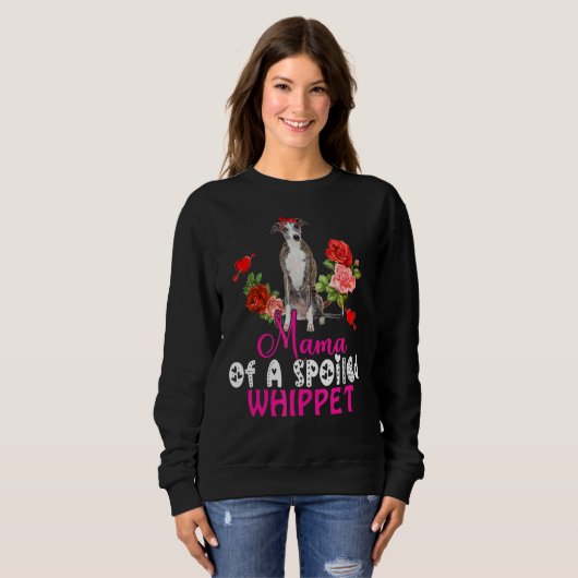 Sweatshirt Maman D'Une Mignonne Cravate De Bow De Chien Whipp (Devant entier)
