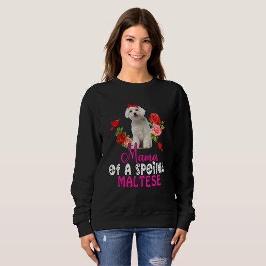 Sweatshirt Maman D'Une Mignonne Cravate Maltaise De Chien Mal (Devant entier)