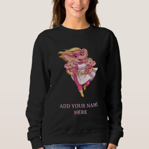 Sweatshirt Maman éléphant super-héroïne personnalisée de jume