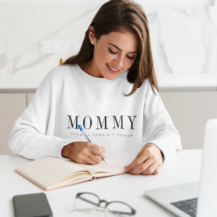 Sweatshirt Maman   Enfants Noms Fête des Mères Classiques Mod