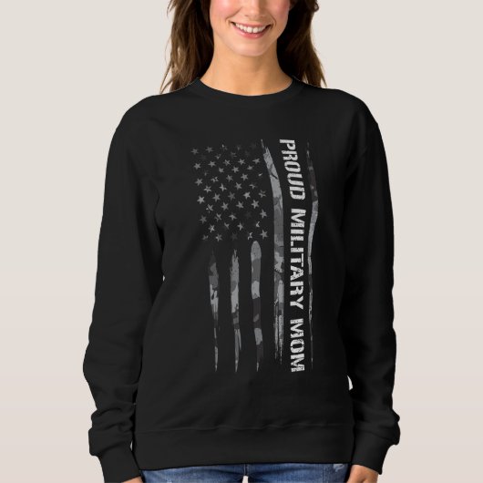 Sweatshirt Maman fière maman militaire Citations de drapeau a (Devant)