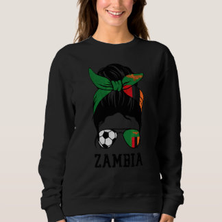 Sweatshirt Maman Footballeuse Zambienne Bun Décoiffé Drapeau