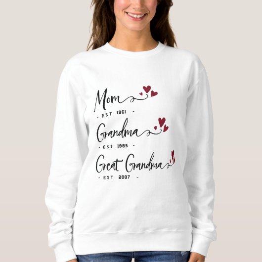 Sweatshirt Maman grand-mère grand-grand-mère EST. Année perso (Devant)