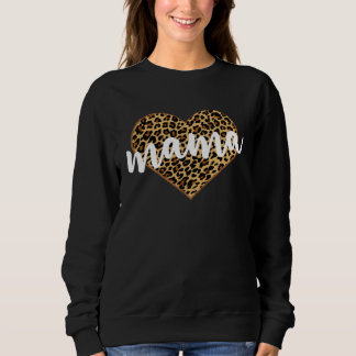 Sweatshirt Maman Imprimé Léopard Cœur Mignon