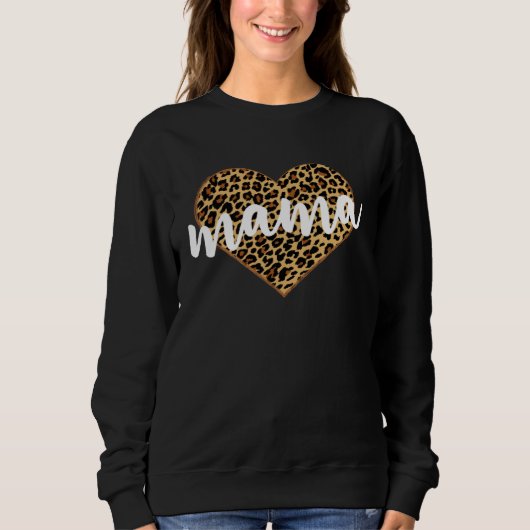 Sweatshirt Maman Imprimé Léopard Cœur Mignon (Devant)