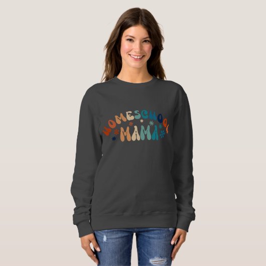 Sweatshirt Maman maman de l'école familiale Retro (Devant entier)