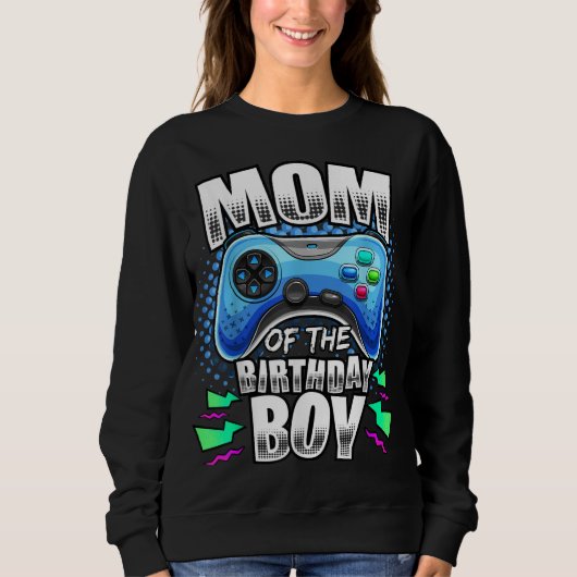 Sweatshirt Maman of the Birthday Boy Matching Video Gamer Bir (Devant)