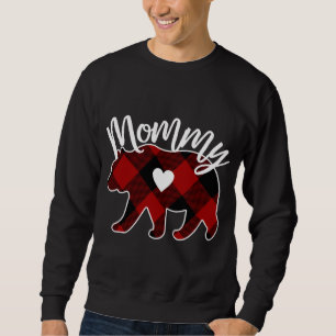 Sweatshirt Maman Ours Buffle de Noël Plaid Rouge Blanc Et B