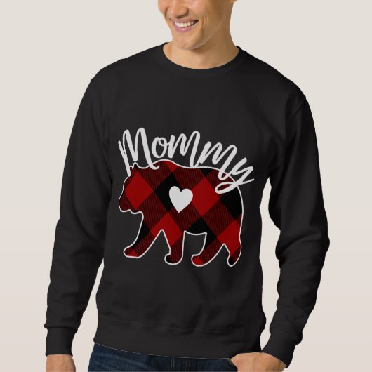 Sweatshirt Maman Ours Buffle de Noël Plaid Rouge Blanc Et B (Devant)